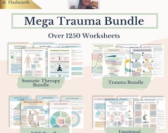 Mega Trauma Therapy Bundle with 1250+ Worksheets | PTSD, Emotional Regulation, Somatic Healing (PDF Download)