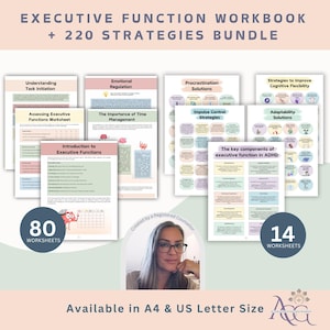 Executive Function Workbook & Strategy Bundle, 220 Tools for ADHD Focus and Productivity
