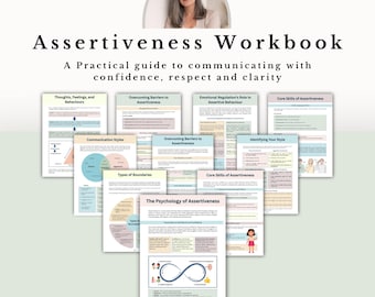 Assertiveness Workbook for Teens & Adults, Communication Skills PDF Digital Download, Therapy Worksheets, Self-Help