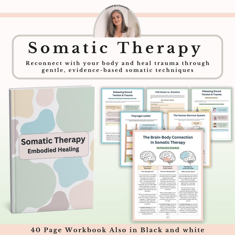 Somatic Therapy Workbook PDF, Trauma Healing Worksheets, Body Awareness ...