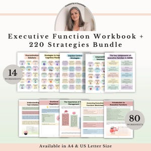 Executive Function Workbook Bundle, ADHD Focus Productivity & Coping Skills Worksheets PDF