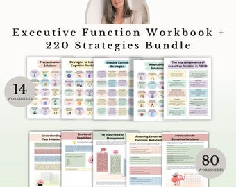 Executive Function Workbook Bundle, ADHD Focus Productivity & Coping Skills Worksheets PDF