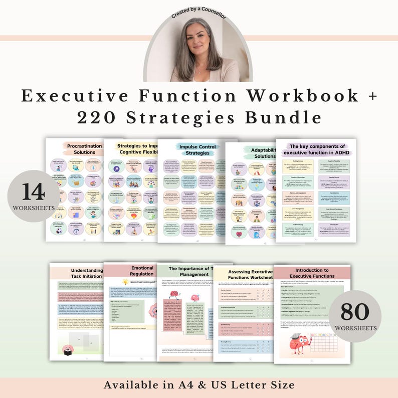 Executive Function Workbook Bundle, ADHD Focus Productivity & Coping ...