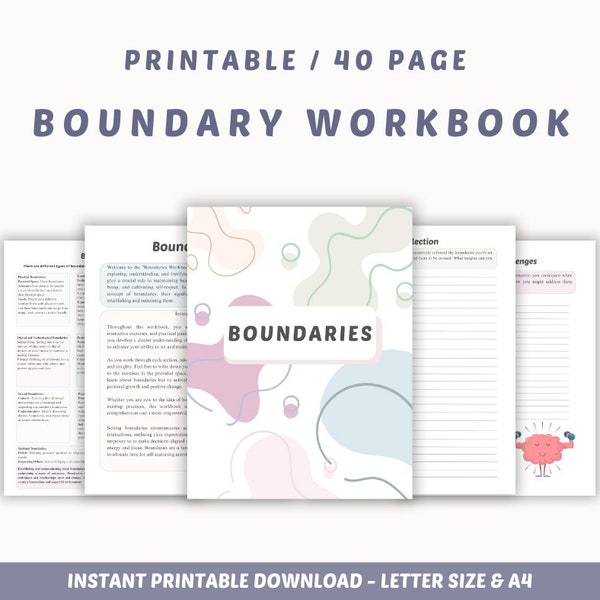 Boundary workbook / personal boundary worksheets / therapy worksheets / healthy relationships / setting boundaries