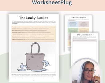 Stress Management Therapy Worksheets | The Leaky Bucket CBT Worksheet for Burnout & Coping Strategies