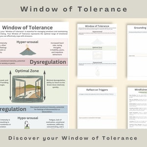 Fenster der Toleranz Arbeitsblatt / Fenster der Toleranz / Traumatherapie / CBT /Beratungs-tools / Erregungszustand / Emotionsregulierung