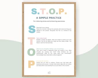Póster "STOP Mindfulness": Decoración para consultorios de terapia (Descarga digital)