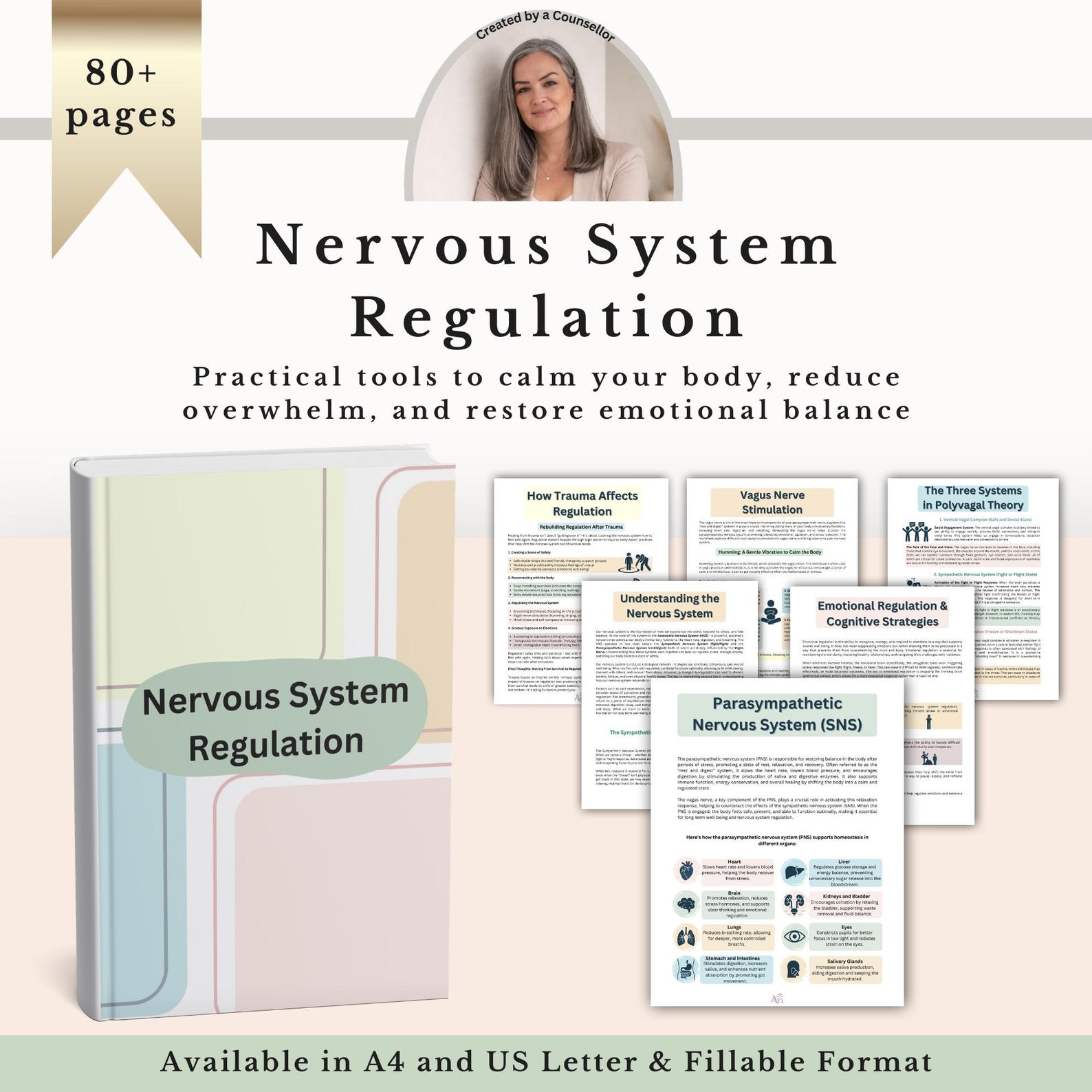 Nervous System Regulation Workbook PDF, Polyvagal Theory, Somatic ...