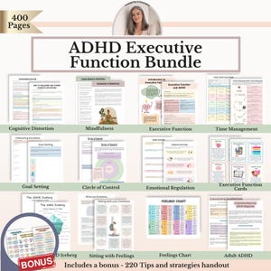 ADHD Executive Function Bundle, Focus & Organization Worksheets PDF, Therapy Tools for ADHD