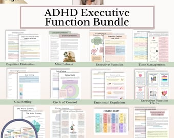 ADHD Executive Function Bundle, Focus & Organization Worksheets PDF, Therapy Tools for ADHD