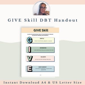 DBT GIVE Skill Handout for Interpersonal Effectiveness – Relationship Building & Communication Tool for Therapy