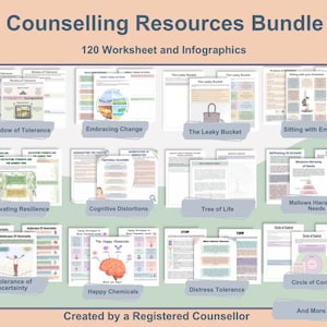 Therapy Worksheets Bundle: 120 Pages of Counselling Resources (PDF ...