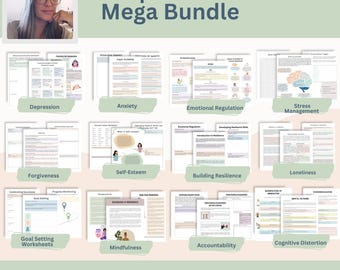 Depression Bundle: CBT Worksheets, Coping Skills & Mental Health Resources for Easy Download