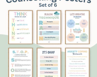 Counselling Posters Set: Therapy Room Mental Health Visuals, Psychology Wall Art Digital download