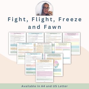 Cuaderno de ejercicios de lucha, huida, congelación y cervatillo: Hojas de trabajo de respuesta al trauma, herramientas de regulación del sistema nervioso, PDF imprimible
