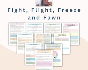 Fight Flight Freeze Rehkitz Arbeitsbuch: Traumaantwort Arbeitsblätter, Werkzeuge zur Regulierung des Nervensystems, printable PDF