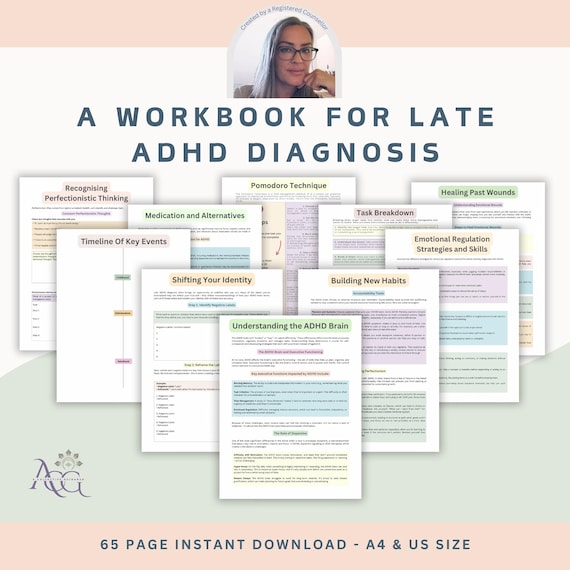 ADHD Workbook for Adults | Coping Skills & Executive Function Therapy Worksheets