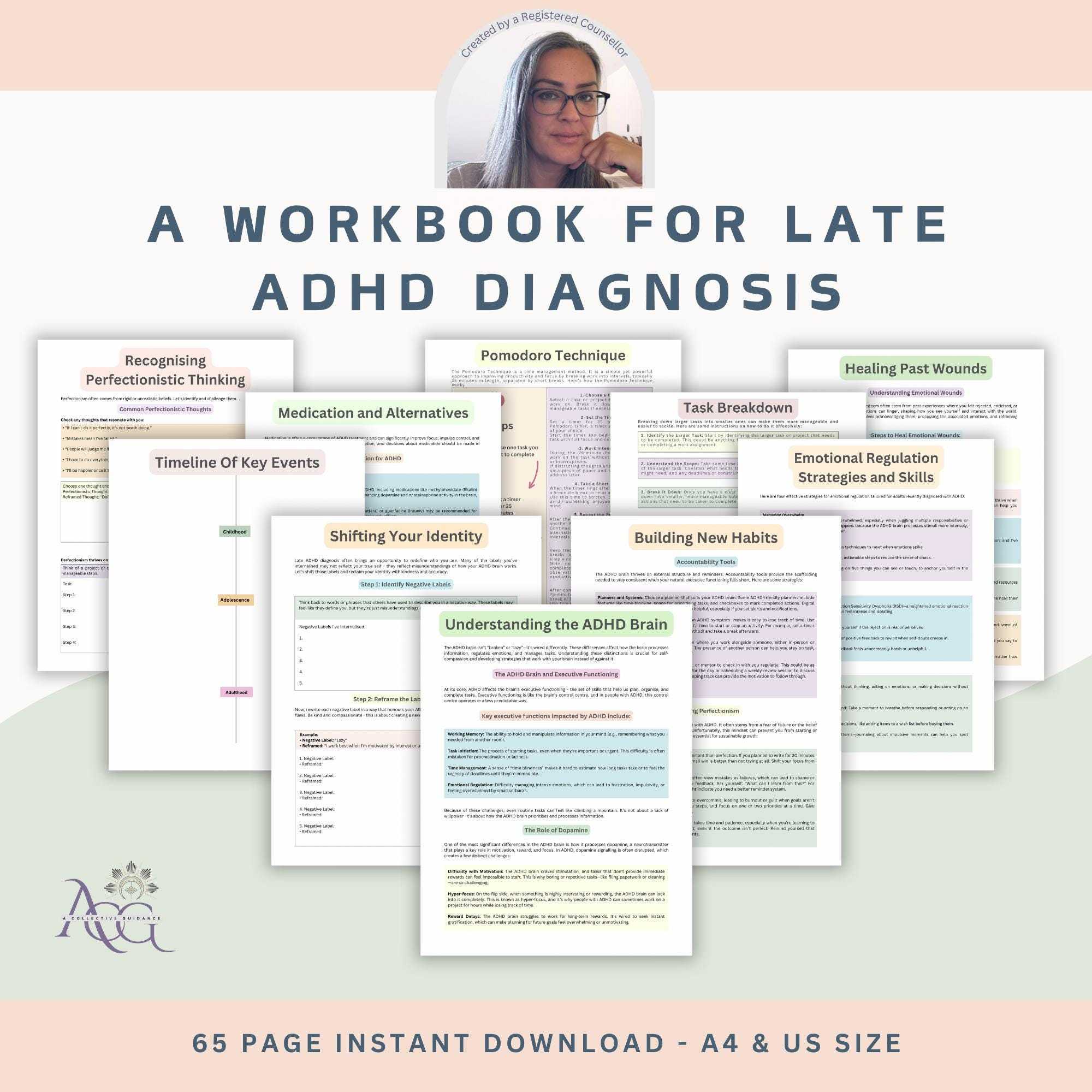 ADHD Workbook for Adults | Coping Skills & Executive Function Therapy ...
