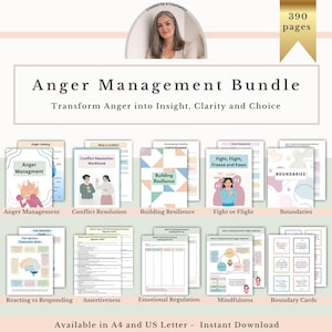 Anger Management Worksheets Bundle PDF, Emotional Regulation Activities, Boundaries & Assertiveness, Conflict Resolution Printables