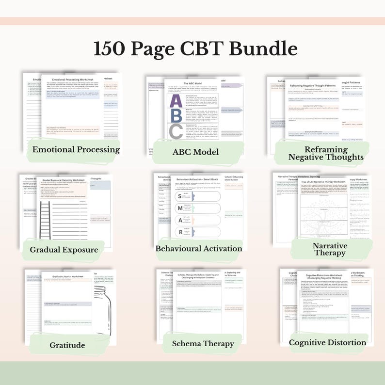 CBT Mega Bundle, Cognitive Behavioral Therapy Worksheets Coping Skills ...