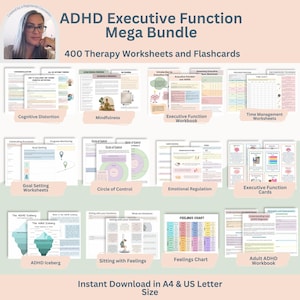 Pacchetto ADHD, Pacchetto di funzionamento esecutivo, schede di terapia per adolescenti e adulti, capacità di adattamento, gestione del tempo, risorse di consulenza