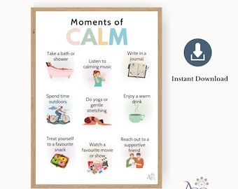 Impression Moments of Calm : oeuvre d'art murale pleine conscience pour l'anxiété et le soulagement du stress (téléchargement numérique)
