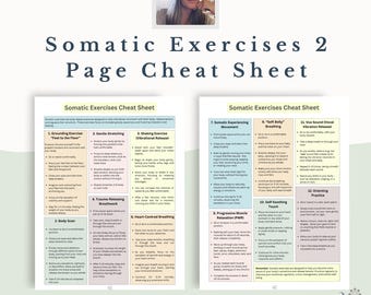 Somatic Exercises Cheat Sheet: Easy 2-Page Guide for Pain Relief, Relaxation & Mind-Body Awareness