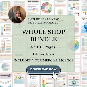 Mega Whole Shop Bundle: Trauma, Ansia, Strumenti di Terapia Cognitivo Comportamentale (CBT) e DBT, Schede di Lavoro sulla Terapia in PDF