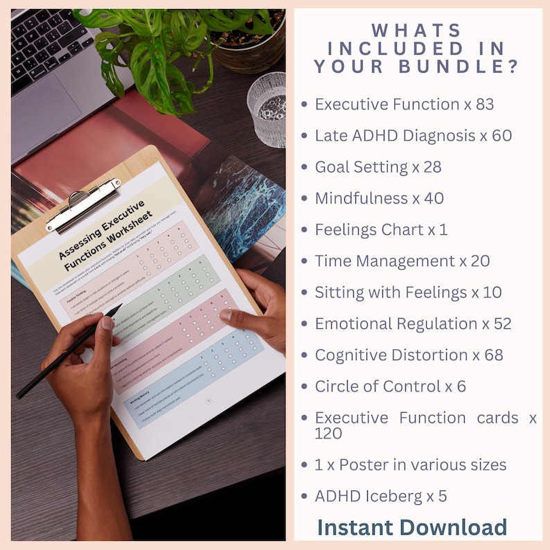 ADHD Bundle Printable | ADHD Planner & Worksheets | Executive Function ...