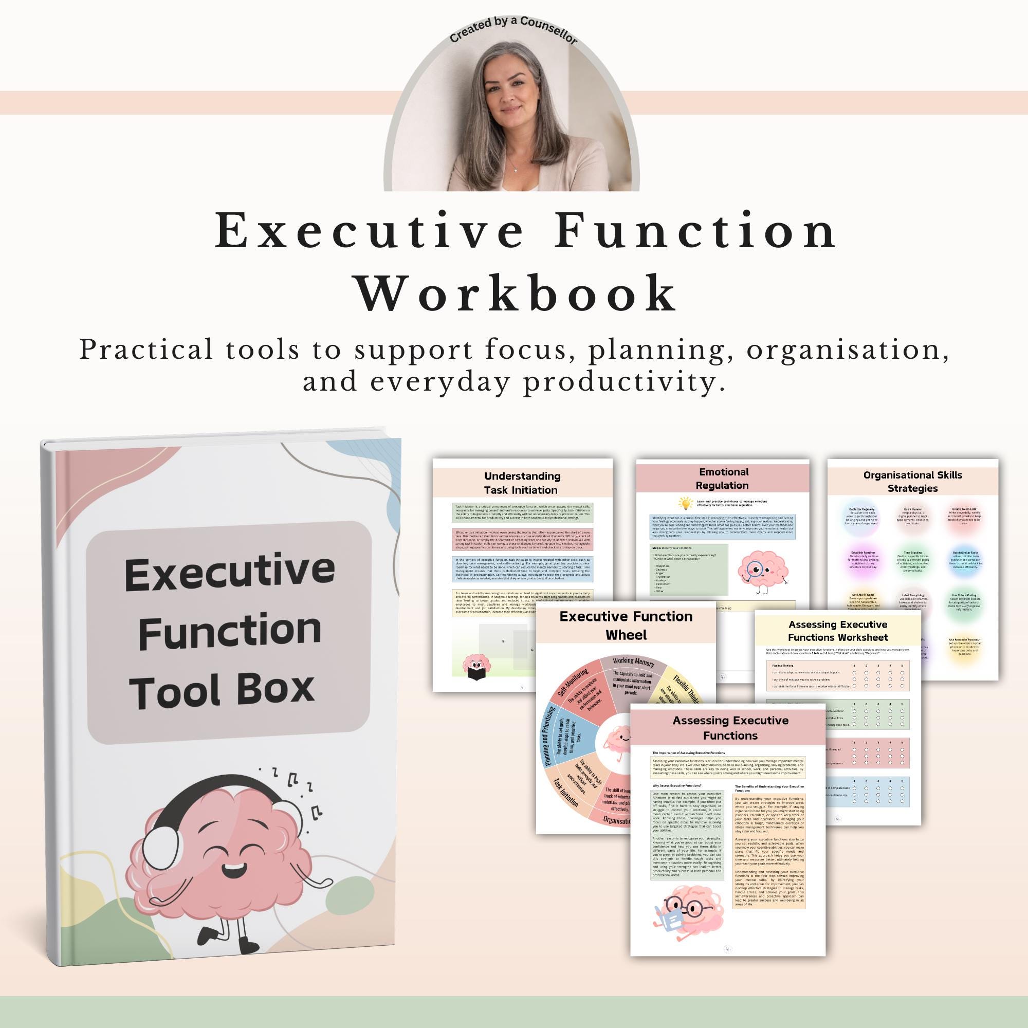 Executive Function Workbook, ADHD Focus Cognitive Skills Working Memory ...