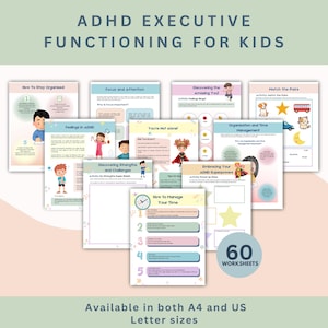 Exekutivfunktion Arbeitsmappen für Kinder | ADHS Arbeitsblätter und Planer | Verbessern Sie die Kindertherapie und -fähigkeiten, lustige Lernaktivitäten