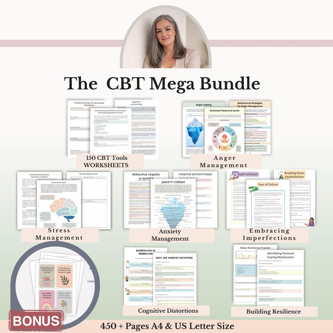 CBT Mega Bundle, Cognitive Behavioral Therapy Worksheets Coping Skills ...