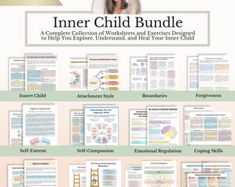 Inner Child Healing Workbook Bundle, Shadow Work Worksheets, Trauma Healing Journal, Self Love & Emotional Healing PDF
