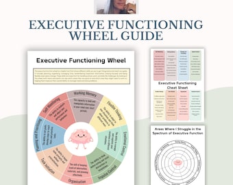 Executive Function Wheel Cheat Sheet for Adults & Teens, ADHD Worksheets, Executive Dysfunction Tools