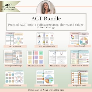 Akzeptanz und Commitment Therapie-Bündel, IST Arbeitsblätter, Werte, Defusion, Achtsamkeit PDF