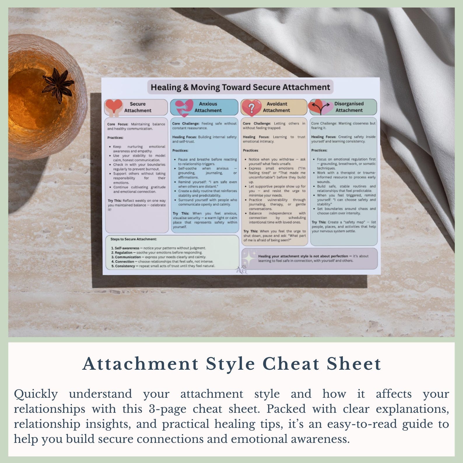 Attachment Style Cheat Sheet PDF Download, 3 Page Self-help Therapy ...
