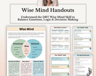 Wise Mind DBT Worksheets, Mindfulness Therapy Workbook, Emotional Regulation Skills, Counseling Resources, Mental Health PDF