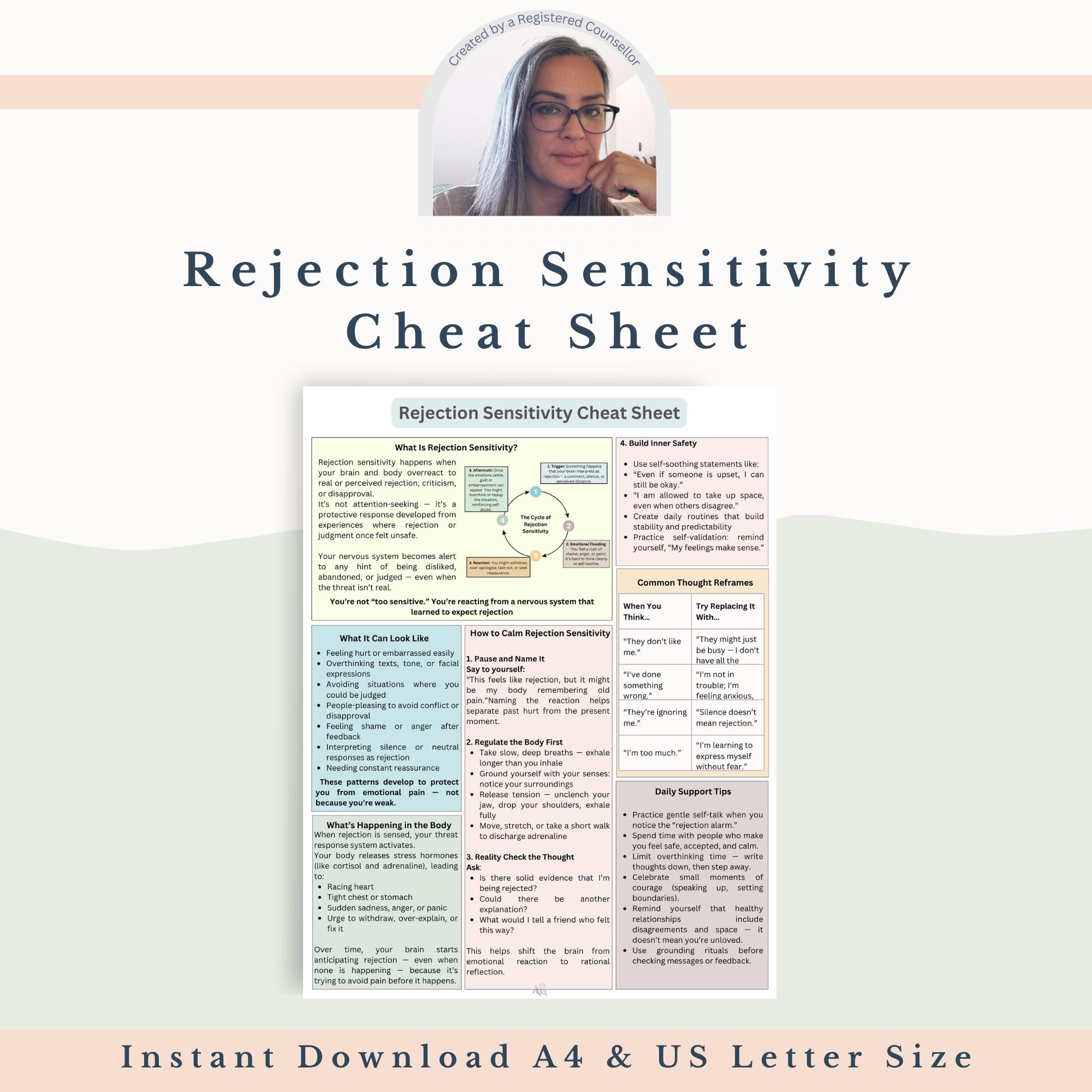Rejection Sensitivity Cheat Sheet: Quick Tips Guide (PDF) - Etsy