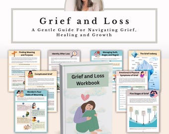 Grief and Loss Workbook, Bereavement Coping Skills Therapy Worksheets PDF