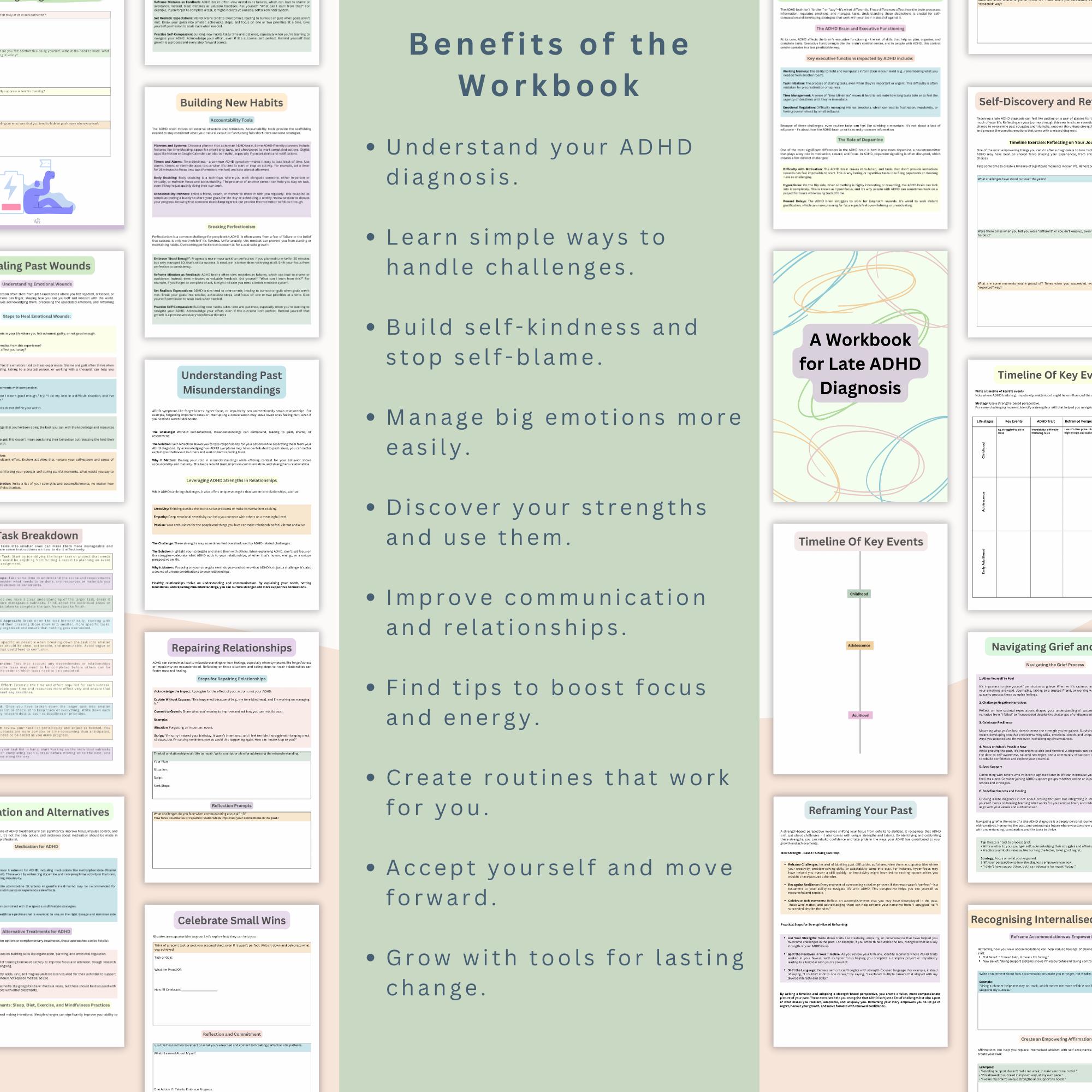 ADHD Workbook for Adults | Coping Skills & Executive Function Therapy ...