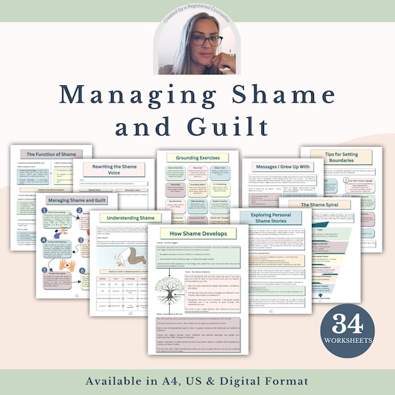 Shame and Guilt Therapy Workbook: Self-Esteem & Inner Critic Healing (Digital Download)