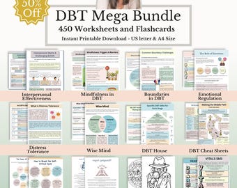 DBT Mega Bundle, Dialectical Behaviour Therapy, Coping Skills, Distress Tolerant, Mindfulness PDF, Therapist Resources, Therapy Tools