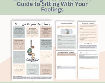 Sitting with Feelings: Emotional Awareness & Regulation Therapy Worksheet, Counselling Tools for Feelings Exploration