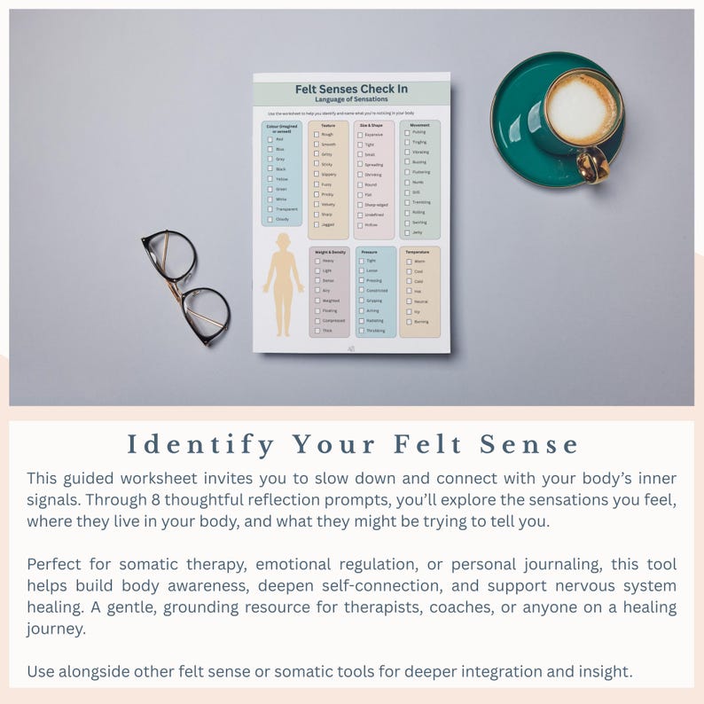 Felt Sense Workbook, Somatic Awareness Emotional Regulation Body Based ...