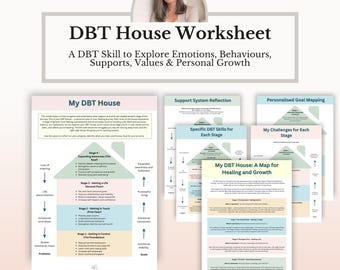 DBT-Haus Arbeitsblatt, Emotionsregulierungsaktivität, Bewältigungsfähigkeiten für die Dialektische Verhaltenstherapie, Therapiewerkzeug für psychische Gesundheit PDF