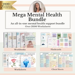 Therapist Resources Bundle, 2000+ Therapy Worksheets, Mental Health Toolkit, CBT, DBT, Trauma & Anxiety PDF