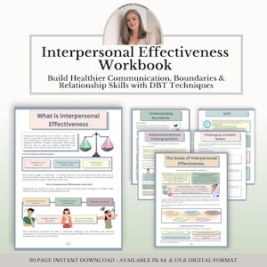 Interpersonal Effectiveness Workbook, DBT Communication Skills, Boundary Setting Worksheets, Healthy Relationships, Mental Health PDF