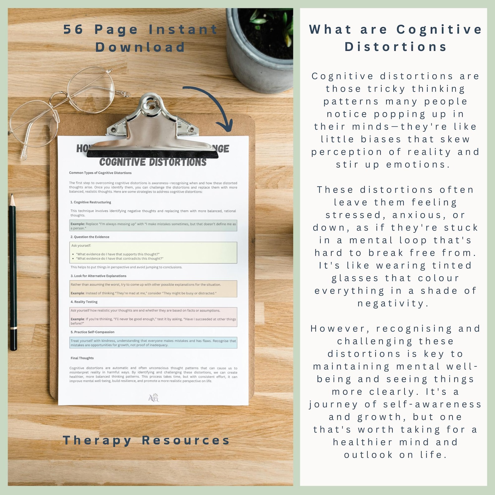 CBT Cognitive Distortions Worksheets, Unhelpful Thinking Styles ...