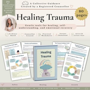 Cuaderno de trabajo sobre trauma, hojas de trabajo para la recuperación del trauma, sanación del trauma, trauma infantil, cuaderno de trabajo de terapia, PDF imprimible