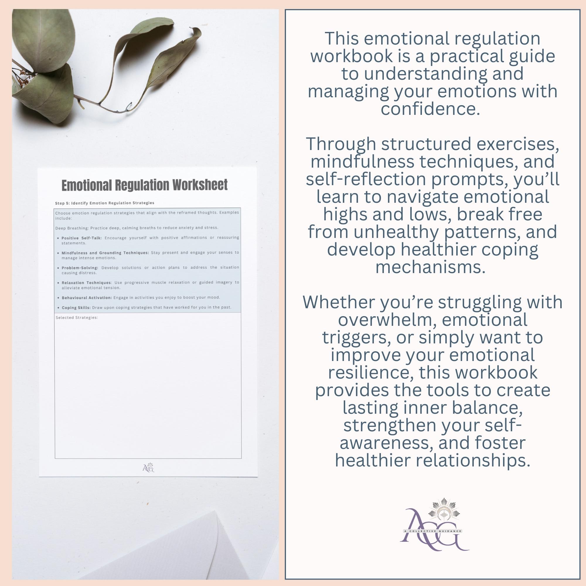 Emotional Regulation Workbook for Adults | Therapy Worksheets ...